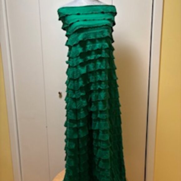 Green cotton knit Sacha Drake ruffled maxi dress size 16